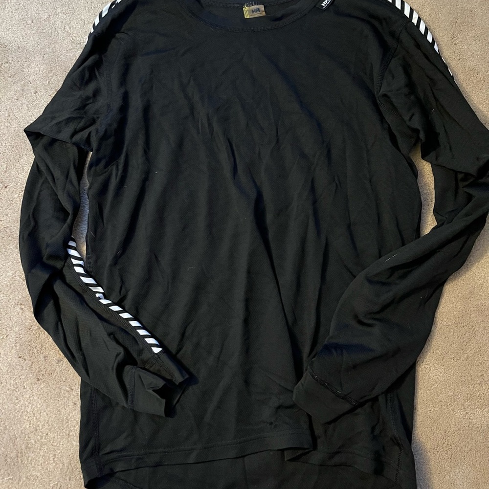 Helly Hansen Black Long Sleeve Tee with White Stripe Accents